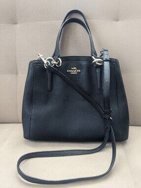 Coach Black Leather Tote with Gold-Tone Hardware